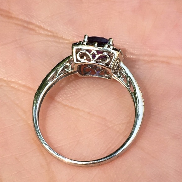 10k Solid White Gold Amethyst & Smokey Quartz Ring - Picture 7 of 15